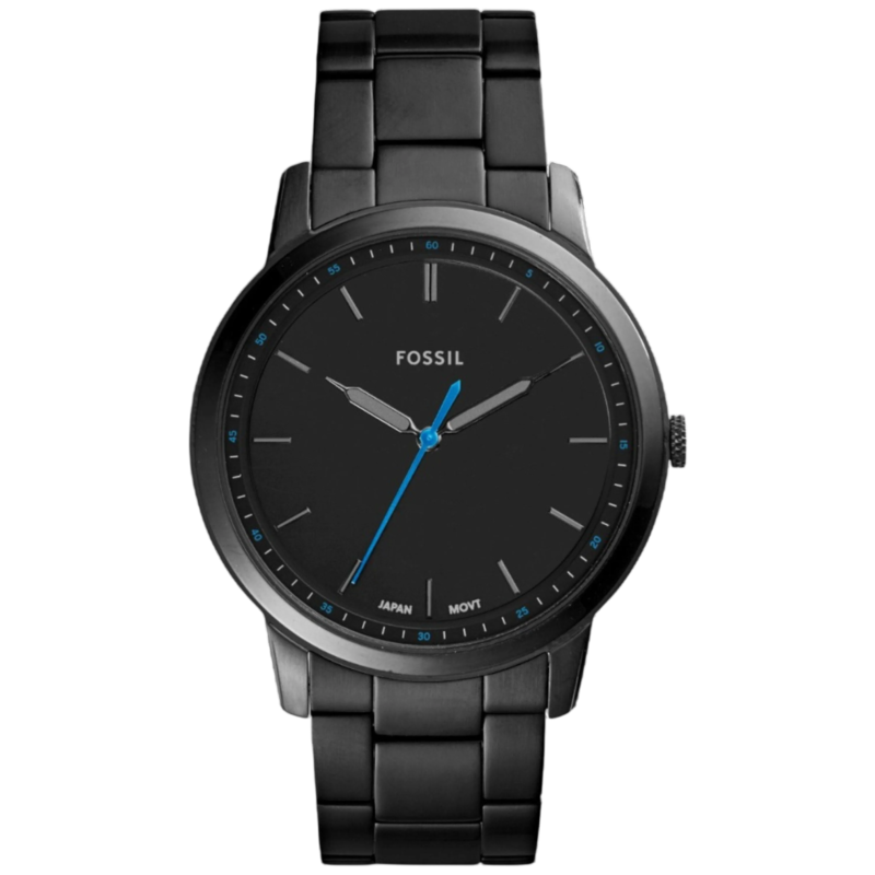 FOSSIL Minimalist Slim Three‑Hand Black Stainless Steel Watch