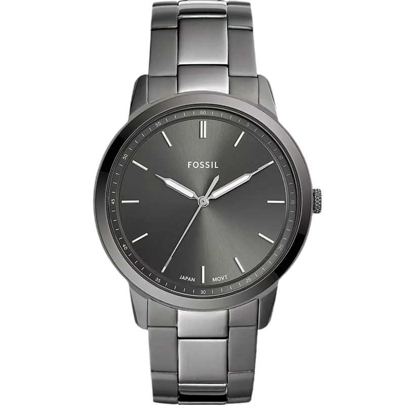 FOSSIL Minimalist Three‑Hand Smoke Stainless Steel Watch