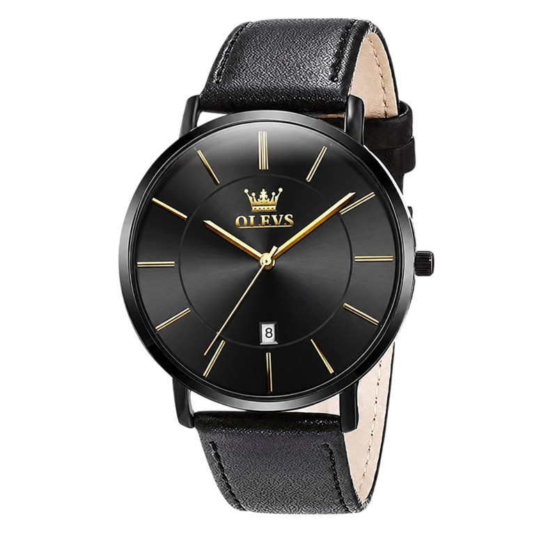 OLEVS Ultra Thin Minimalist Quartz Watch (Black)