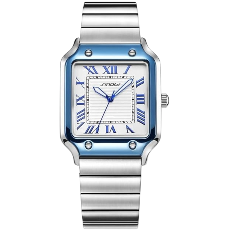 SINOBI Classic Square Watch (Silver/Blue)